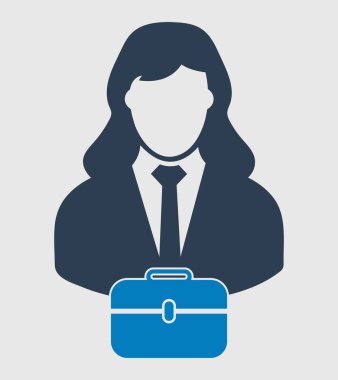 Elinde evrak çantası olan İş kadını Icon. Düz stil vektör Eps