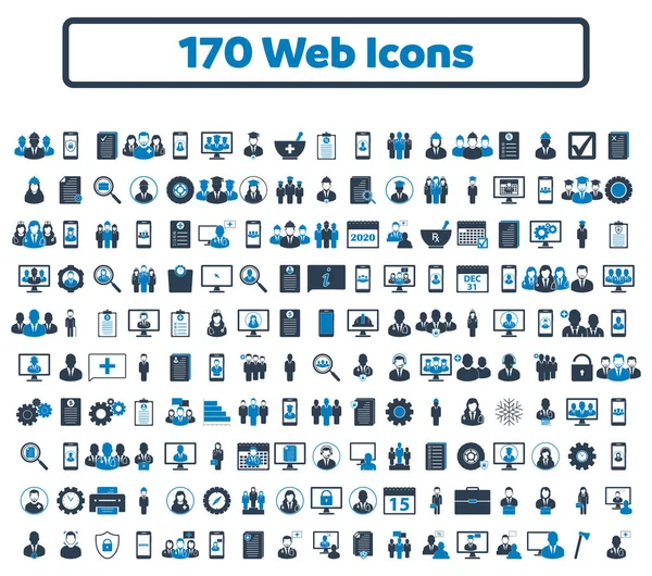 170 conjunto de ícones web. Vetor de estilo plano EPS . — Vetor de Stock