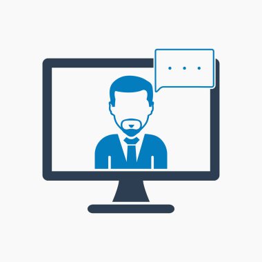 Çevrimiçi iş desteği simgesi. Düz stil vektör Eps.