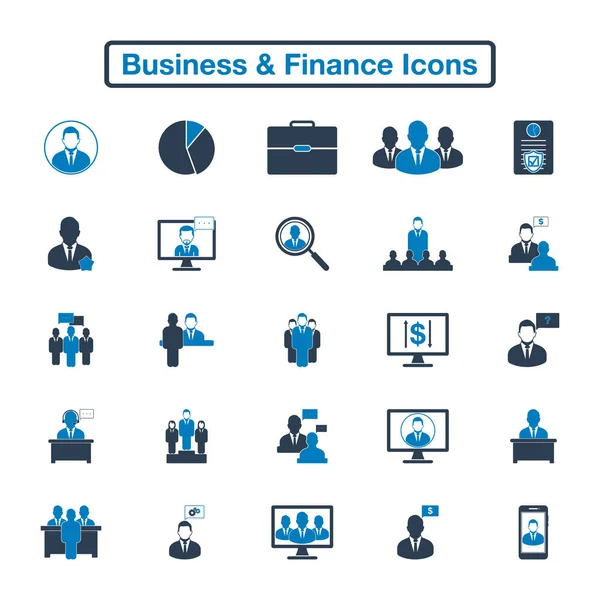 Conjunto de iconos de negocios y finanzas. Estilo plano vector EPS . — Vector de stock