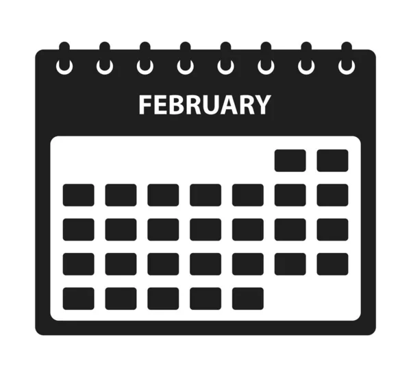 Ikona kalendarza z lutego. Płaski wektor stylu EPS. — Wektor stockowy