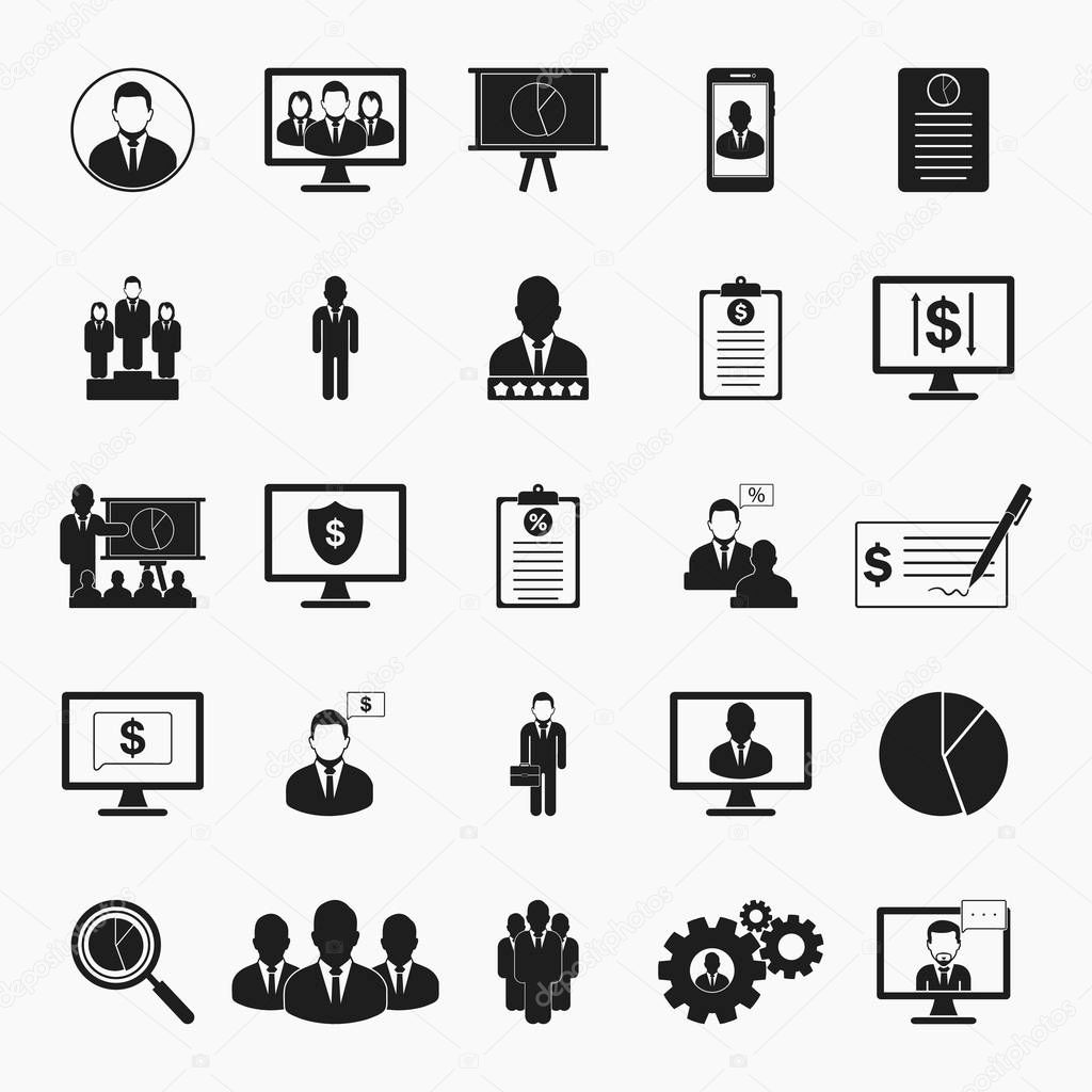 Business and finance icon set. Flat style vector EPS.