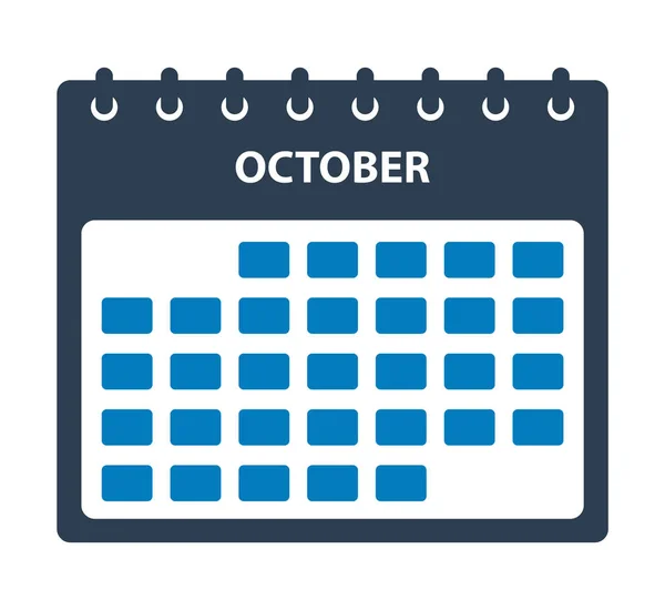 Εικονίδιο ημερολογίου Οκτωβρίου. Διάνυσμα επίπεδου στυλ EPS. — Διανυσματικό Αρχείο