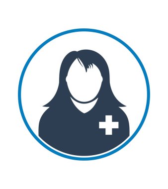 Daire şeklinde kadın hasta dosya simgesi. Düz biçim vektörü