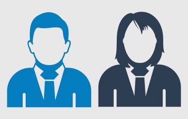 Kurumsal çift Icon. Gri arka planda erkek ve kadın sembolü..