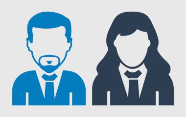 Kurumsal çift Icon. Gri arka planda erkek ve kadın sembolü..