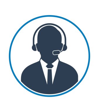 Kulaklık sembollü Müşteri Hizmeti Simgesi. Düz biçim vektörü E