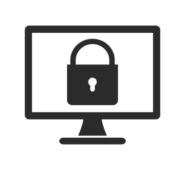 Bilgisayar Güvenlik Simgesi. Düz biçim vektörü Eps.