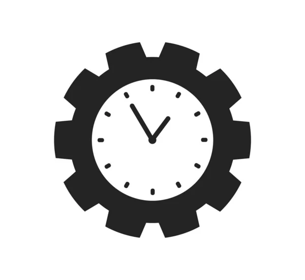 Icono de tiempo con el reloj y el símbolo de engranaje. Estilo plano vector EPS . — Vector de stock