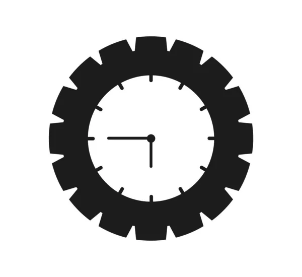 Ícone de tempo com relógio e símbolo de engrenagem. Vetor de estilo plano EPS . — Vetor de Stock