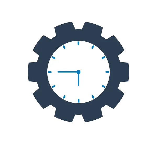 Icono de tiempo con el reloj y el símbolo de engranaje. Estilo plano vector EPS . — Vector de stock