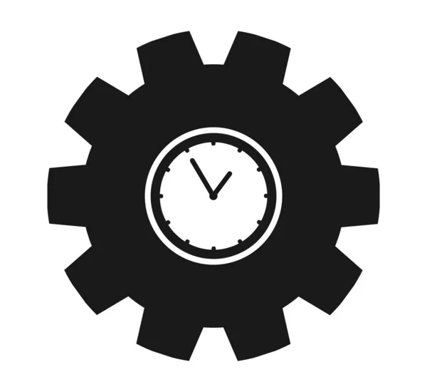 Reloj icono con el símbolo de engranaje. Estilo plano vector EPS . — Vector de stock