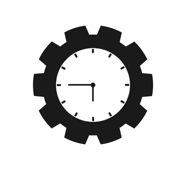 Zeitsymbol mit Uhr und Zahnradsymbol. Flat Style Vektor eps. — Stockvektor