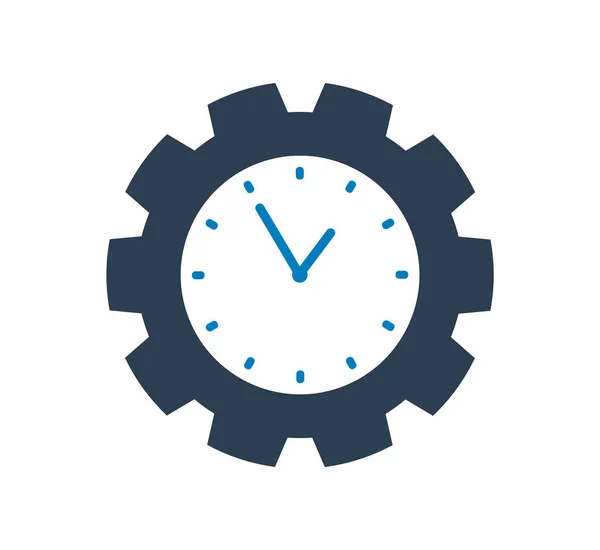 Saat ve dişli sembollü zaman simgesi. Düz biçim vektörü Eps. — Stok Vektör