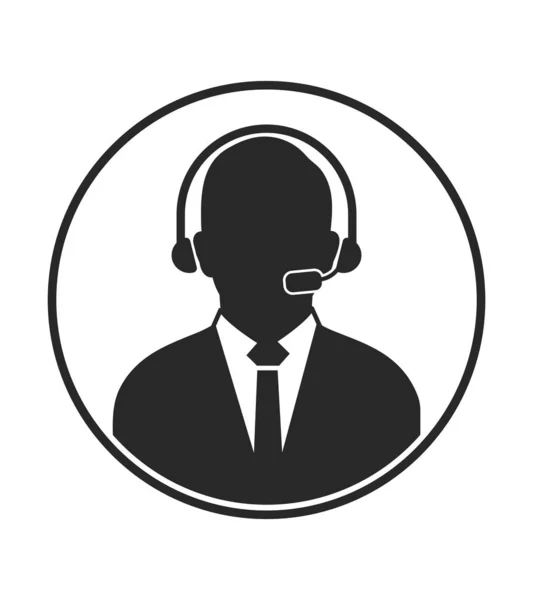 Ícone de serviço ao cliente com símbolo de fone de ouvido. Vetor de estilo plano E — Vetor de Stock