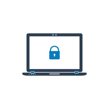 Bilgisayar Güvenlik Simgesi. Düz biçim vektörü Eps.