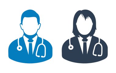Erkek ve Dişi Doktor Icon. Düz syle vektör eps 