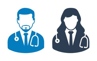 Erkek ve Dişi Doktor Icon. Düz syle vektör eps 