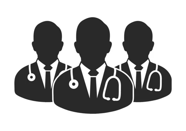 Medisch Team Pictogram met mannelijke dokter symbolen. Vlakke stijl vector E — Stockvector