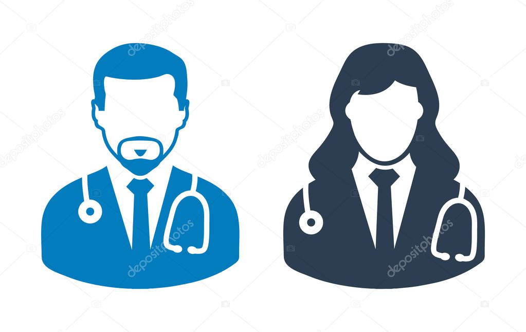 Male and Female Doctor Icon. Falt syle vector vector eps 
