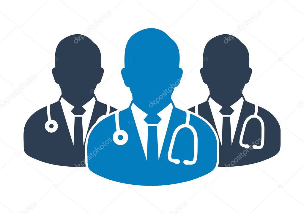 Medical Team Icon with  Male doctor symbols. Flat style vector E