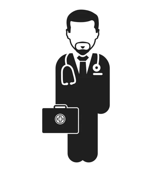 Docotor on duty Icon. Male symbol with medicine bag on hand. — Stok Vektör