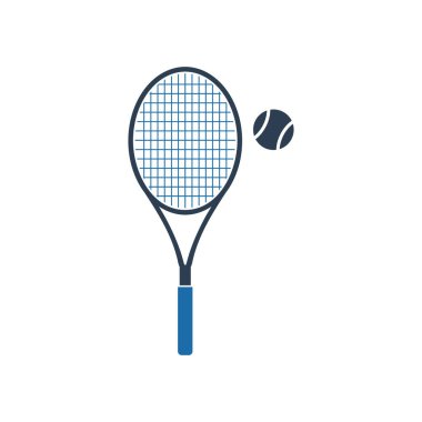 Tenis raketi ve top ikonu. Düz biçim vektörü EPS.