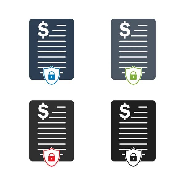 Financial Security Icon Set Flat Style Vector Eps — Stock Vector