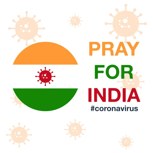 Betet Für Indien Coronavirus Covid 2019 Ncov Effekt Vektorillustration — Stockvektor