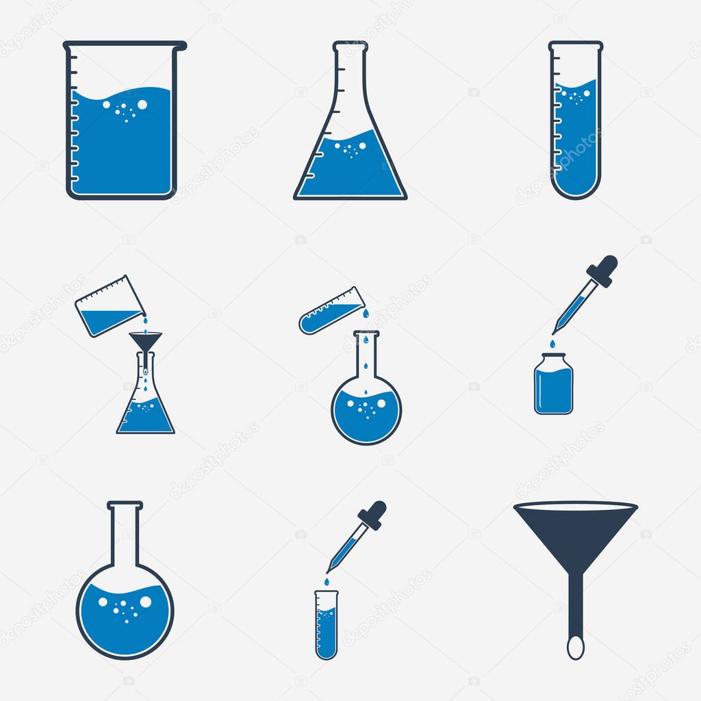 Chemical Related Icons. Editable Vector EPS Symbol Illustration. 