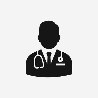 Doktor, steteskop işaretli doktor ikonu. Düzenlenebilir Vektör EPS Sembol İllüstrasyonu. 