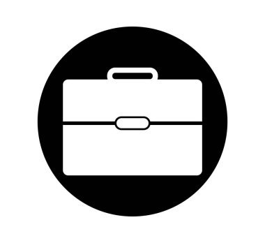 Gri arka planda evrak çantası simgesi. Düğme biçimi vektör EPS.