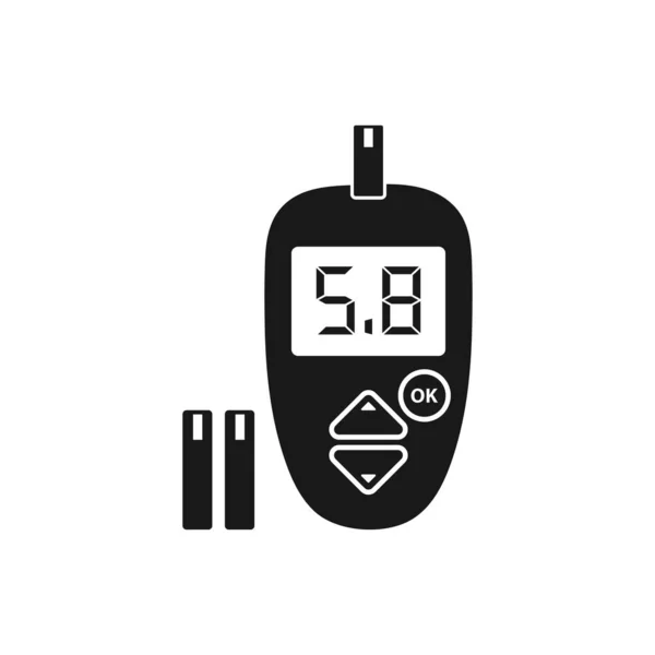 Digitale Glucose Meter Icoon Met Strip Symbool Vlakke Stijl Vector — Stockvector