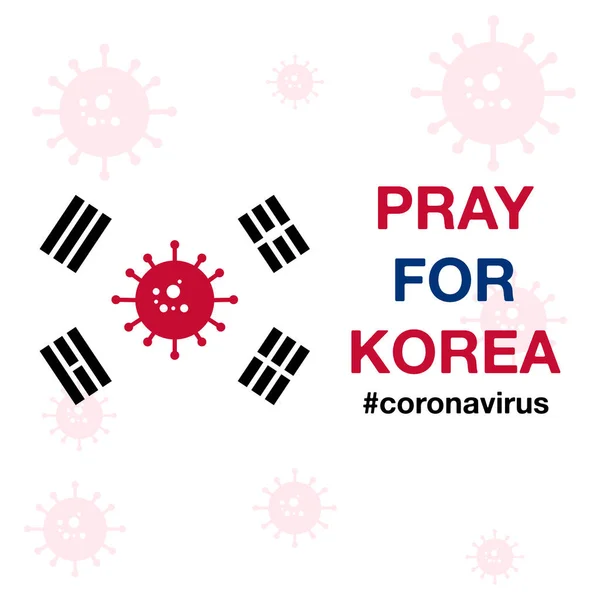 Betet Für Korea Coronavirus Covid 2019 Ncov Effekt Vektorillustration — Stockvektor