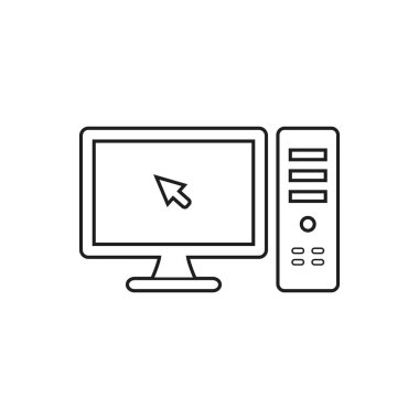 Bilgisayar ve işlemci hattı simgesi. Düzenlenebilir vektör EPS.