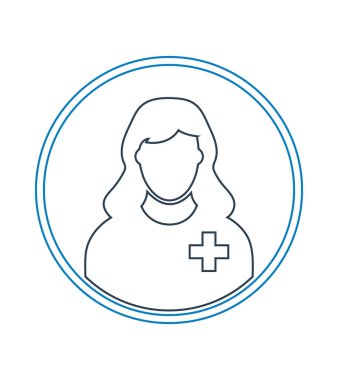 Çember şekilli kadın hasta profili simgesi.