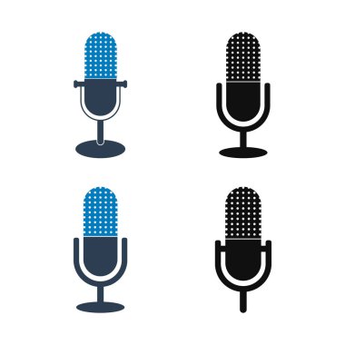 Mikrofon simgesi seti. Düz biçim vektörü EPS.