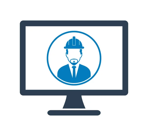 オンラインエンジニアリングサービスアイコン モバイル画面上の男性のシンボル 平面ベクトル Pes — ストックベクタ