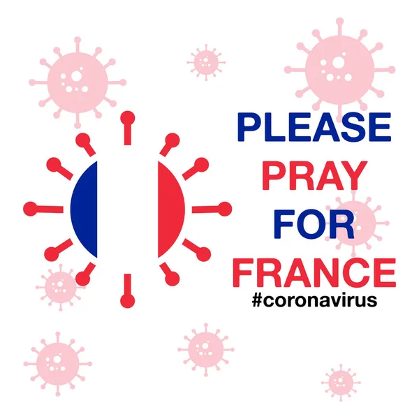 Betet Für Frankreich Coronavirus Covid 2019 Ncov Effekt Vektor Illustration — Stockvektor