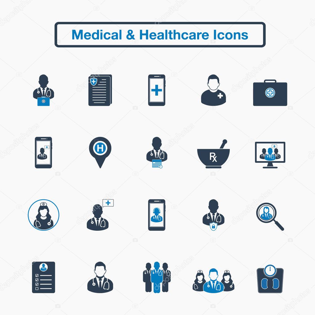 Medical and Healthcare Icon set. Flat style vector EPS.