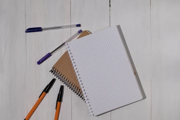 yine okul kalemleri not defteri üst görünümü