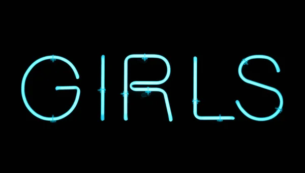 Girls Neon Sign Night Light Sign Neon Banner Real Sign — Stock Photo, Image