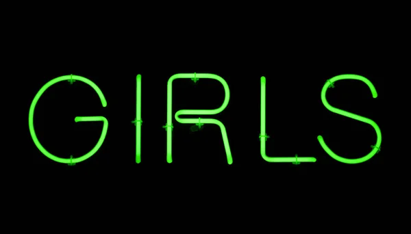 Kızlar Neon Tabela Gece Işık Işareti Neon Afiş Gerçek Bir — Stok fotoğraf