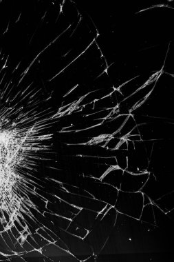 Siyah arka plan, tasarım öğesi kırık cam - beyaz çizgiler. dokunmatik ekran smartphone kırık ekran ile