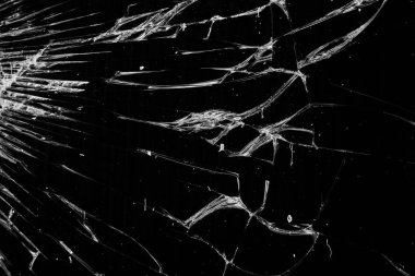 Siyah arka plan, tasarım öğesi kırık cam - beyaz çizgiler. dokunmatik ekran smartphone kırık ekran ile