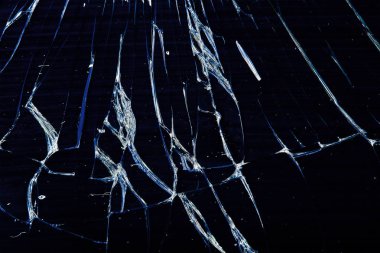 Siyah arka plan, tasarım öğesi kırık cam - beyaz çizgiler. dokunmatik ekran smartphone kırık ekran ile