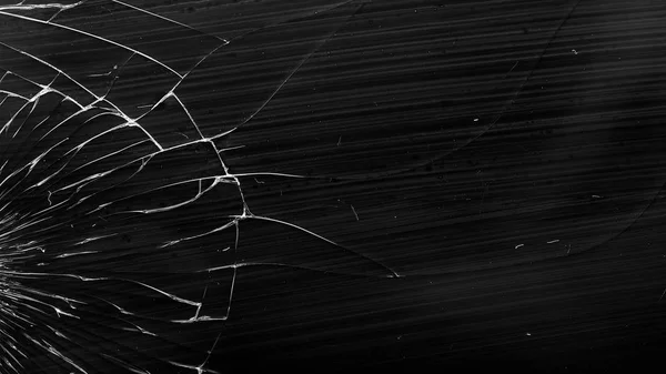 Broken Glass White Lines Black Background Design Element Touch Screen — Stock Photo, Image