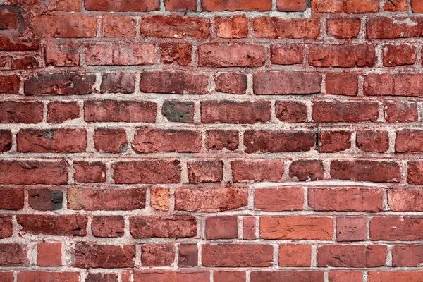 Stary Mur Cegły Poziome Szeroki Czerwony Kolor Ceglany Mur Tła — Zdjęcie stockowe