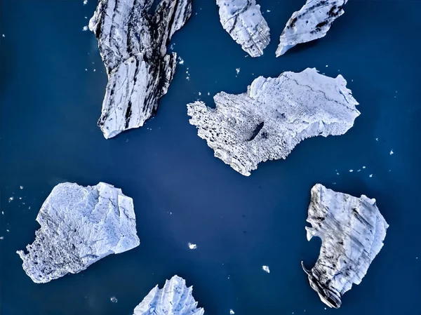 Vue aérienne du lagon des glaciers en Islande. icebergs vue de dessus — Photo