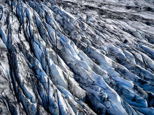 Veduta aerea del ghiacciaio dall'alto, paesaggio ghiacciato, bellezze — Foto Stock